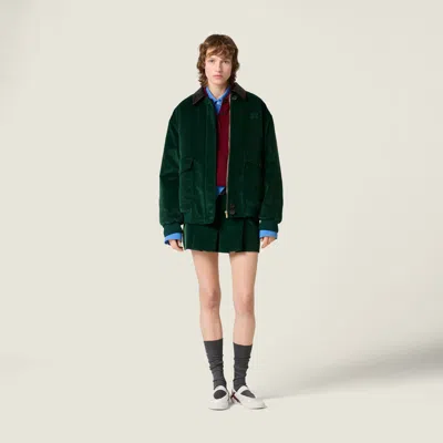 Miu Miu High Waist Mini Skirt Front Pleats In Green