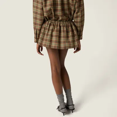 Miu Miu Plaid Miniskirt In Brown