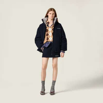 Miu Miu Midnight Blue Polyester Blend Down Jacket In Blue