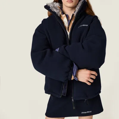 Miu Miu Midnight Blue Polyester Blend Down Jacket In Blue