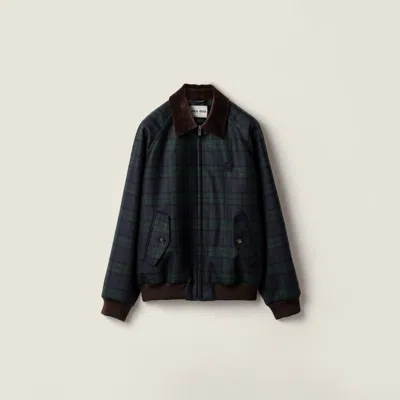 Miu Miu Checked Twill Blouson Jacket In Black
