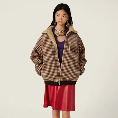 Miu Miu Fleece-lined Checked Blouson Jacket