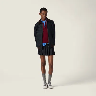 Miu Miu Checked Twill Blouson Jacket In Black