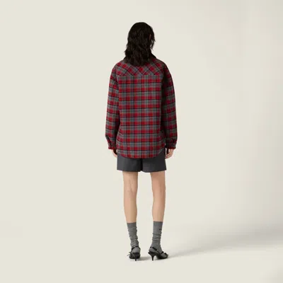Miu Miu Medium-weight Plaid Check Down Jacket In Brown