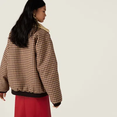 Miu Miu Fleece-lined Checked Blouson Jacket