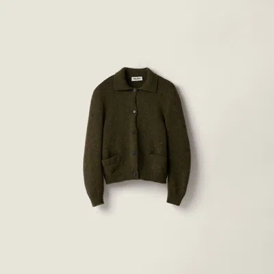 Miu Miu Wool Cardigan In Green