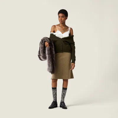 Miu Miu Wool Cardigan In Green