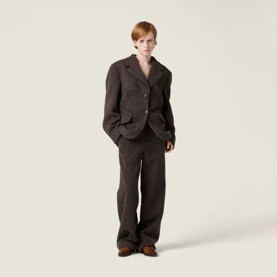 Miu Miu Single-breasted Light Shetland Wool Jacket In Multi