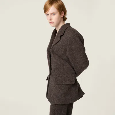 Miu Miu Single-breasted Light Shetland Wool Jacket In Multi