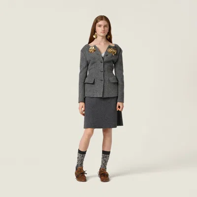 Miu Miu Light Shetland Wool Jacket In Gray