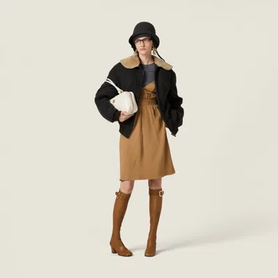 Miu Miu Shetland Wool Blouson Jacket In Black