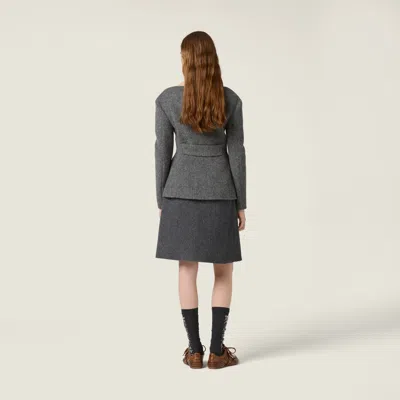 Miu Miu Light Shetland Wool Jacket In Gray