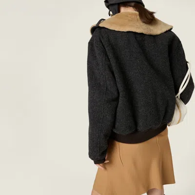 Miu Miu Shetland Wool Blouson Jacket In Black