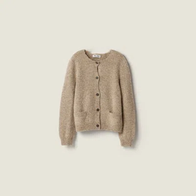 Miu Miu Wool Cardigan In Neutral