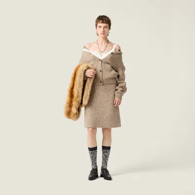 Miu Miu Wool Cardigan In Neutral