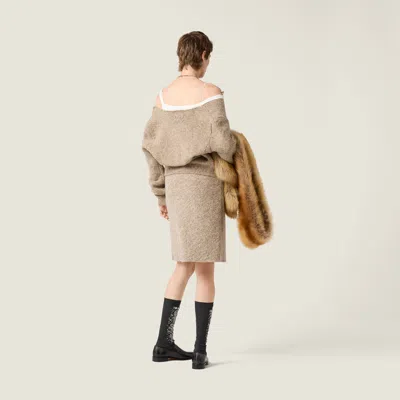 Miu Miu Wool Cardigan In Neutral