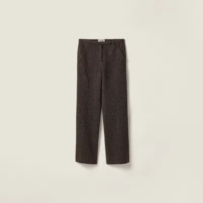 Miu Miu Light Shetland Wool Pants In Black