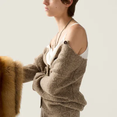 Miu Miu Wool Cardigan In Neutral