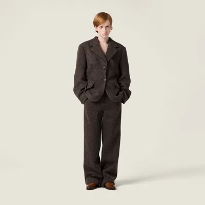 Miu Miu Light Shetland Wool Pants In Black