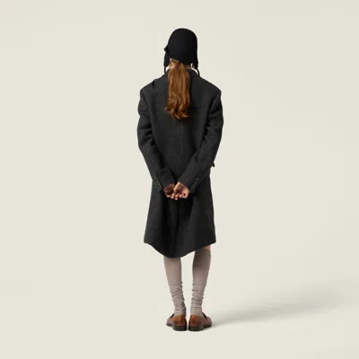 Miu Miu Double-breasted Shetland Wool Coat In Black