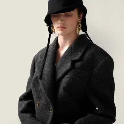 Miu Miu Double-breasted Shetland Wool Coat In Black