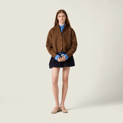 Miu Miu Long-sleeved Button-up Shirt In Brown
