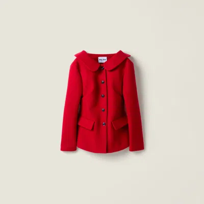 Miu Miu Mohair And Wool Jacket In Red