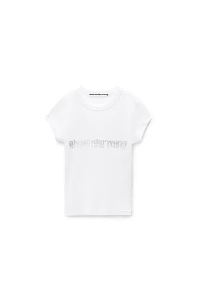 Alexander Wang Crystal Hotfix Logo Cotton Baby T-shirt Clothing In White