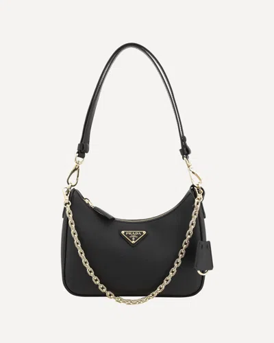 Prada Mini Re-edition Shoulder Bag In Saffiano Leather In Black