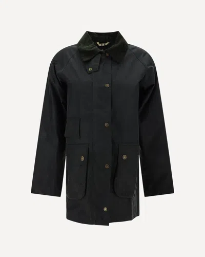 Barbour Tain Wax Jacket In Black