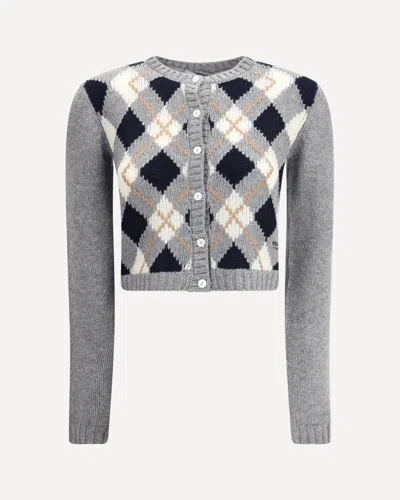 Prada Button Up Cardigan Crewneck In Gray
