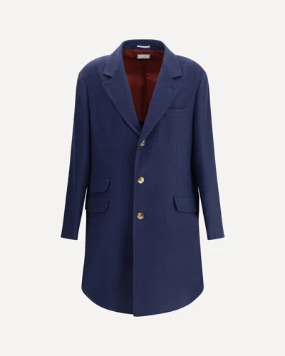 Brunello Cucinelli Lightweight Cloth Coat In Blue