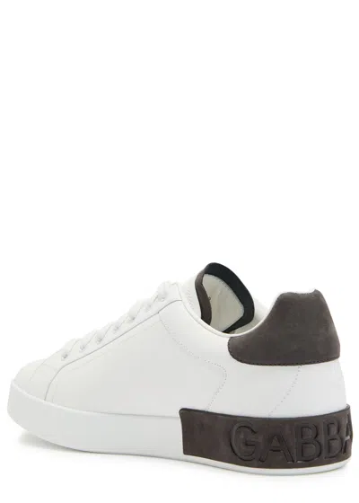 Dolce & Gabbana Portifano Panelled Leather Sneakers In White