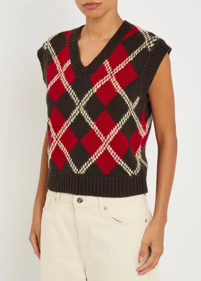 Guest In Residence Argyle Checked Wool And Cashmere-blend Vest In Multi