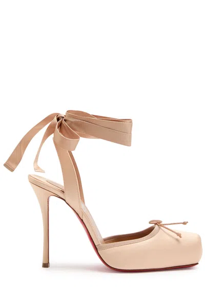 Christian Louboutin Cassia Silk Ankle-tie Red Sole Pumps In Pink