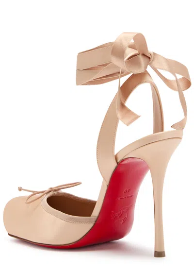 Christian Louboutin Cassia Silk Ankle-tie Red Sole Pumps In Pink