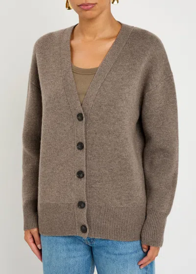 Lisa Yang Knit Cardigan Sweater With V-neckline And Button-down Front In Brown