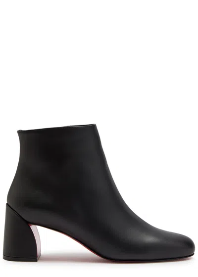 Christian Louboutin Turela Leather Side-zip Red Sole Booties In Black