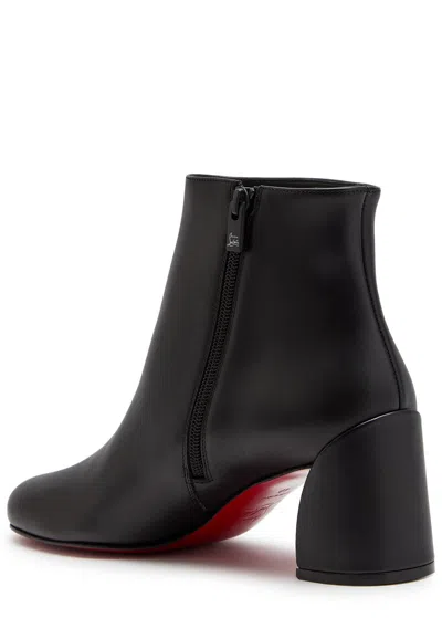 Christian Louboutin Turela Leather Side-zip Red Sole Booties In Black