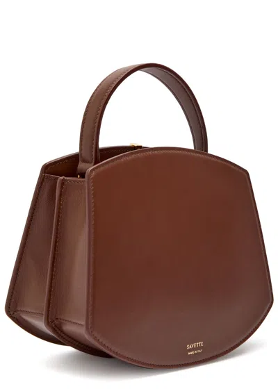 Savette Florence Mini Embellished Leather Tote In Brown