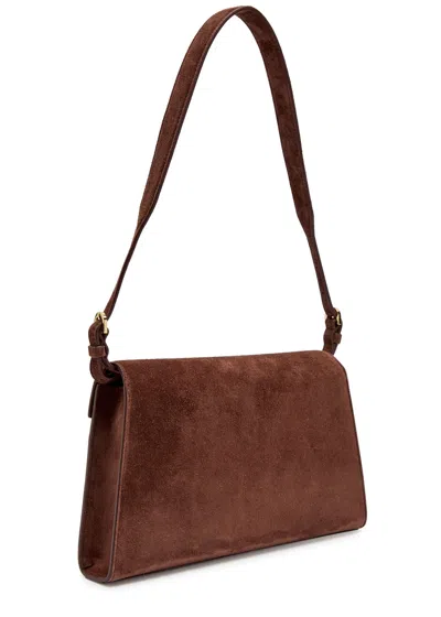 Savette Symmetry Shoulder Bag In Suede In Brown