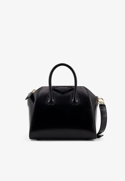 Givenchy Antigonia Black Calf Leather Cotton Acrylic Handbag In Black