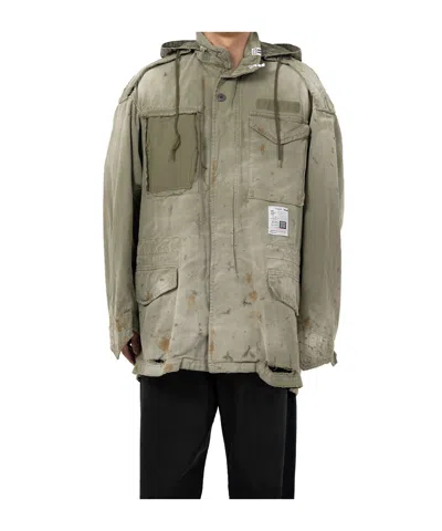Miharayasuhiro Distressed Field Puffer Jackets Green In Green
