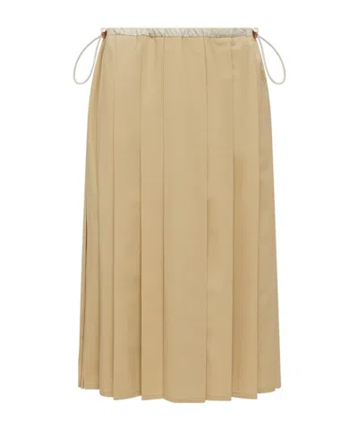 Moncler Pleated Drawstring Midi Skirt In Neutral