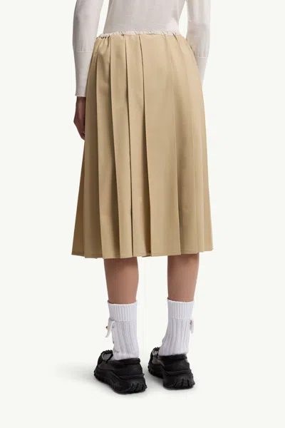 Moncler Pleated Drawstring Midi Skirt In Neutral