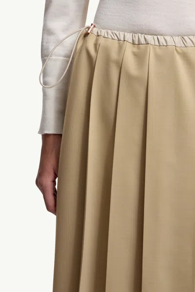 Moncler Pleated Drawstring Midi Skirt In Neutral