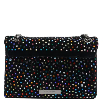 Kurt Geiger Mini Velvet Kensington Crossbody Bag In Black