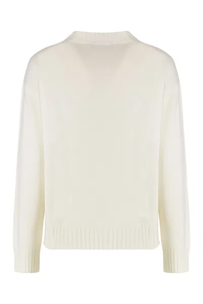 Fabiana Filippi Platinum Crew Neck Sweater With Filo Diamante In Neutral