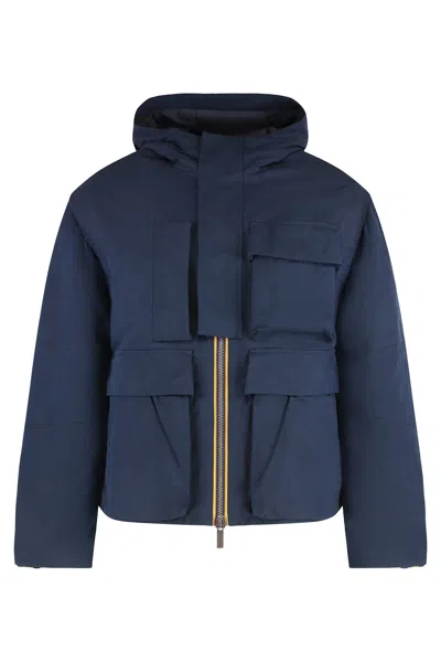 K-way Cotton Blend Jacket With Multiple Pockets In Blue