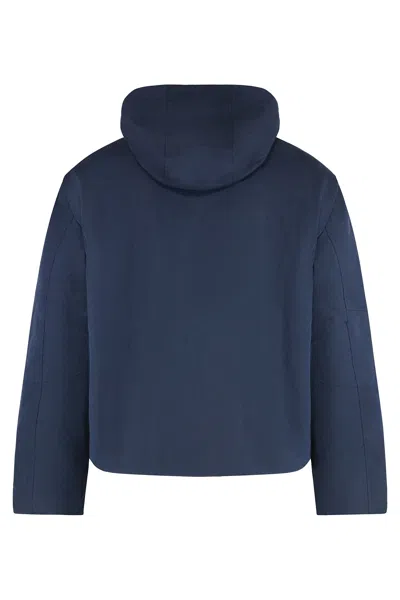 K-way Cotton Blend Jacket With Multiple Pockets In Blue